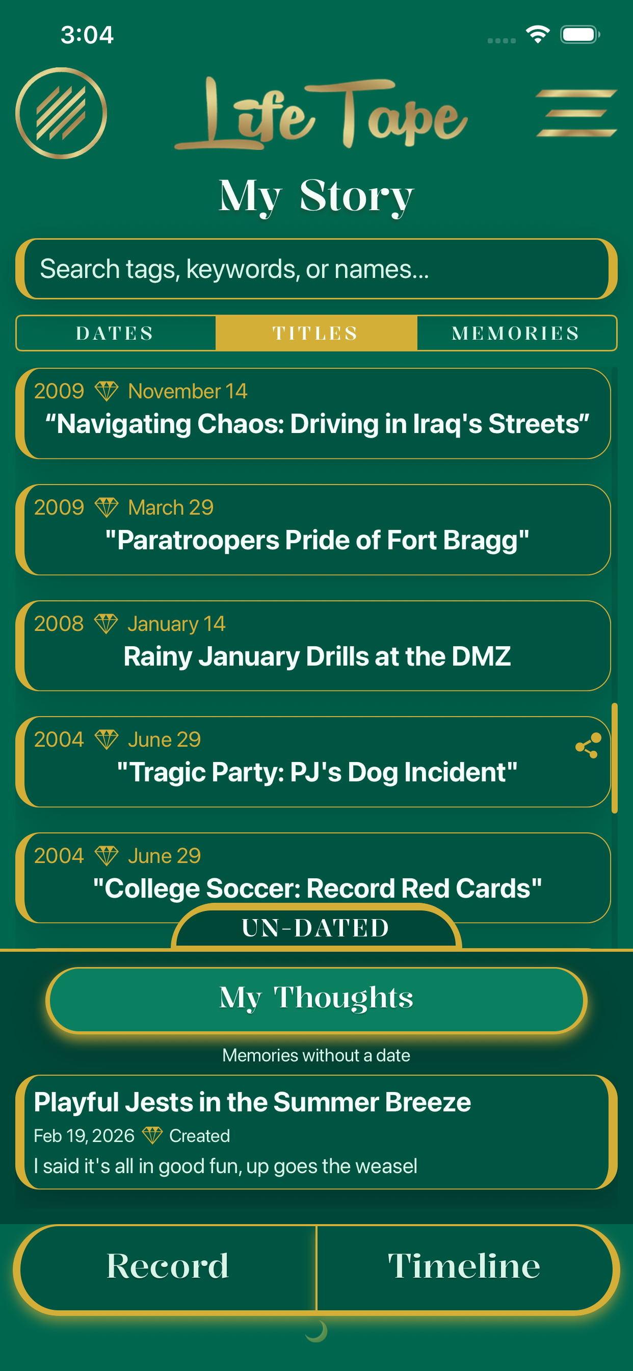 MyStory and MyThoughts showing two perspectives